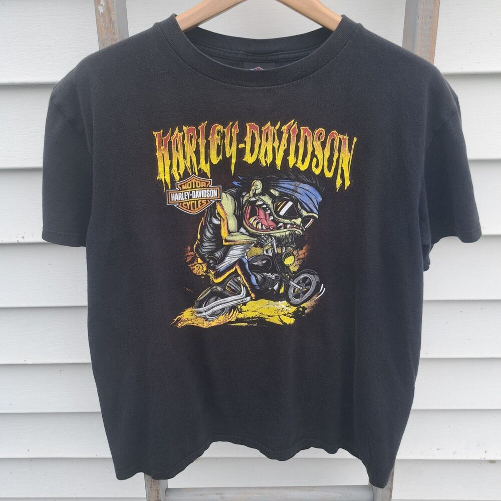 Vintage Harley Davidson Large Rat Fink Desperado McAllen Texas Tshirt Mens Black